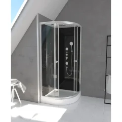 Aurlane Douchecabine Black 2 - Rond - 90x90x230cm - Zilver