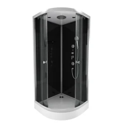 Aurlane Douchecabine Black 2 - Rond - 90x90x230cm - Zilver