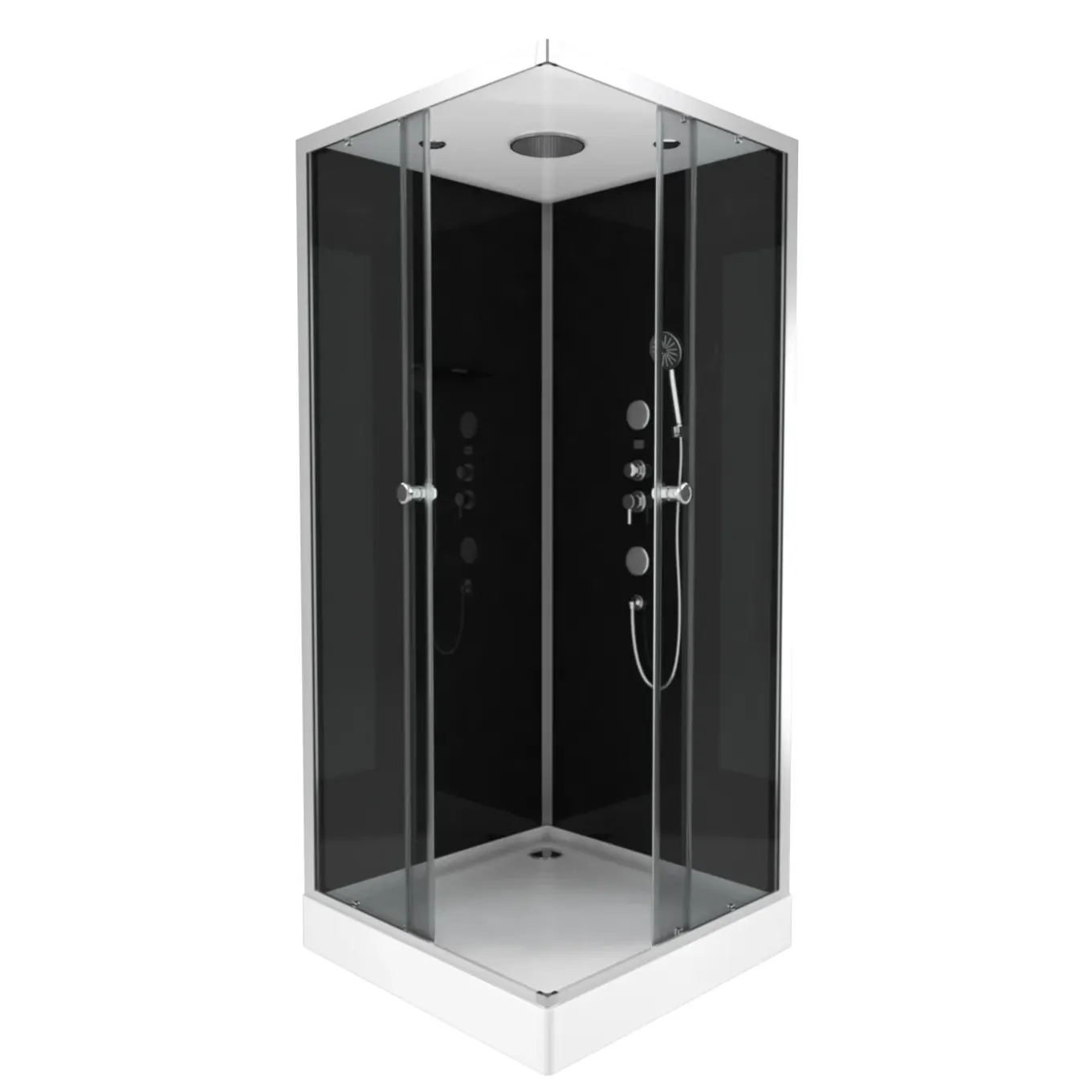 Aurlane Douchecabine Black 2 - Vierkant - 90x90x230cm - Zilver