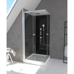 Aurlane Douchecabine Black 2 - Vierkant - 90x90x230cm - Zilver