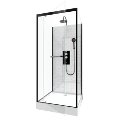 Aurlane Douchecabine Metro - Vierkant - 90x90x219-230cm - Zwart Mat
