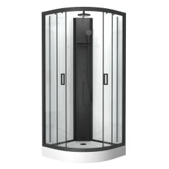 Aurlane Douchecabine Pepper 3 - Kwartrond - 85x85x210-235cm - Zwart Mat