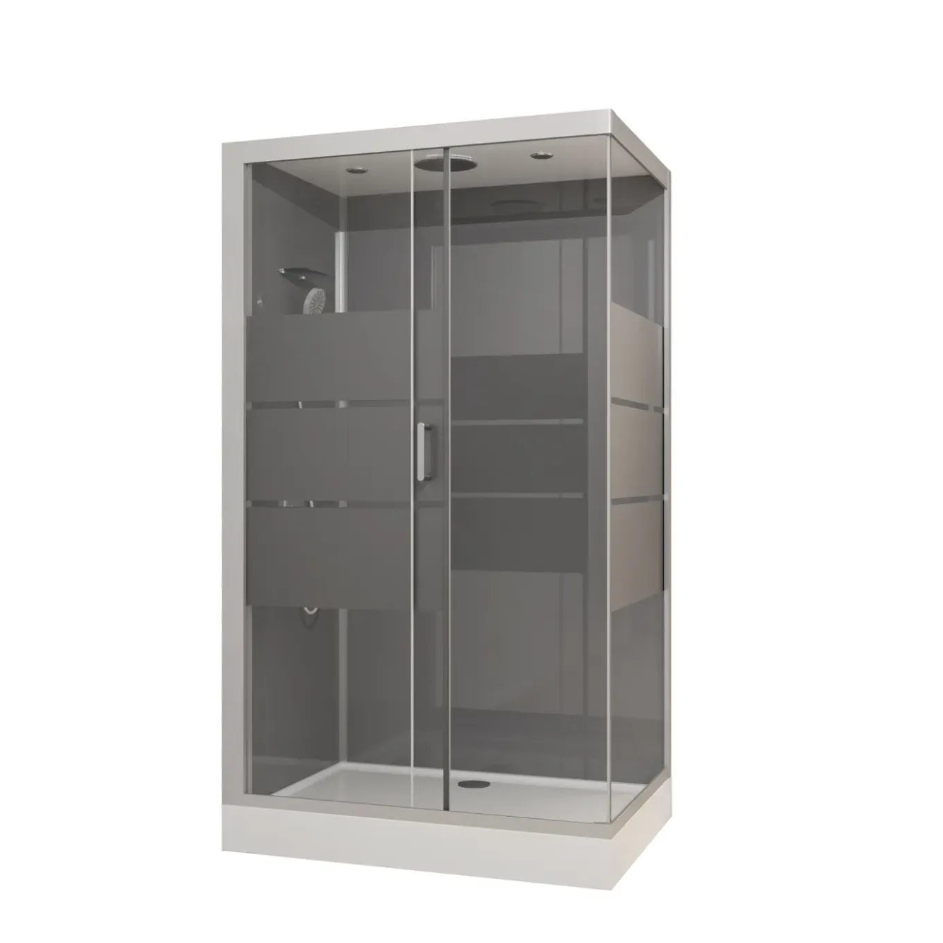 Aurlane - Douchecabine - Silvery Stripe - Grijs - 110x110x215cm