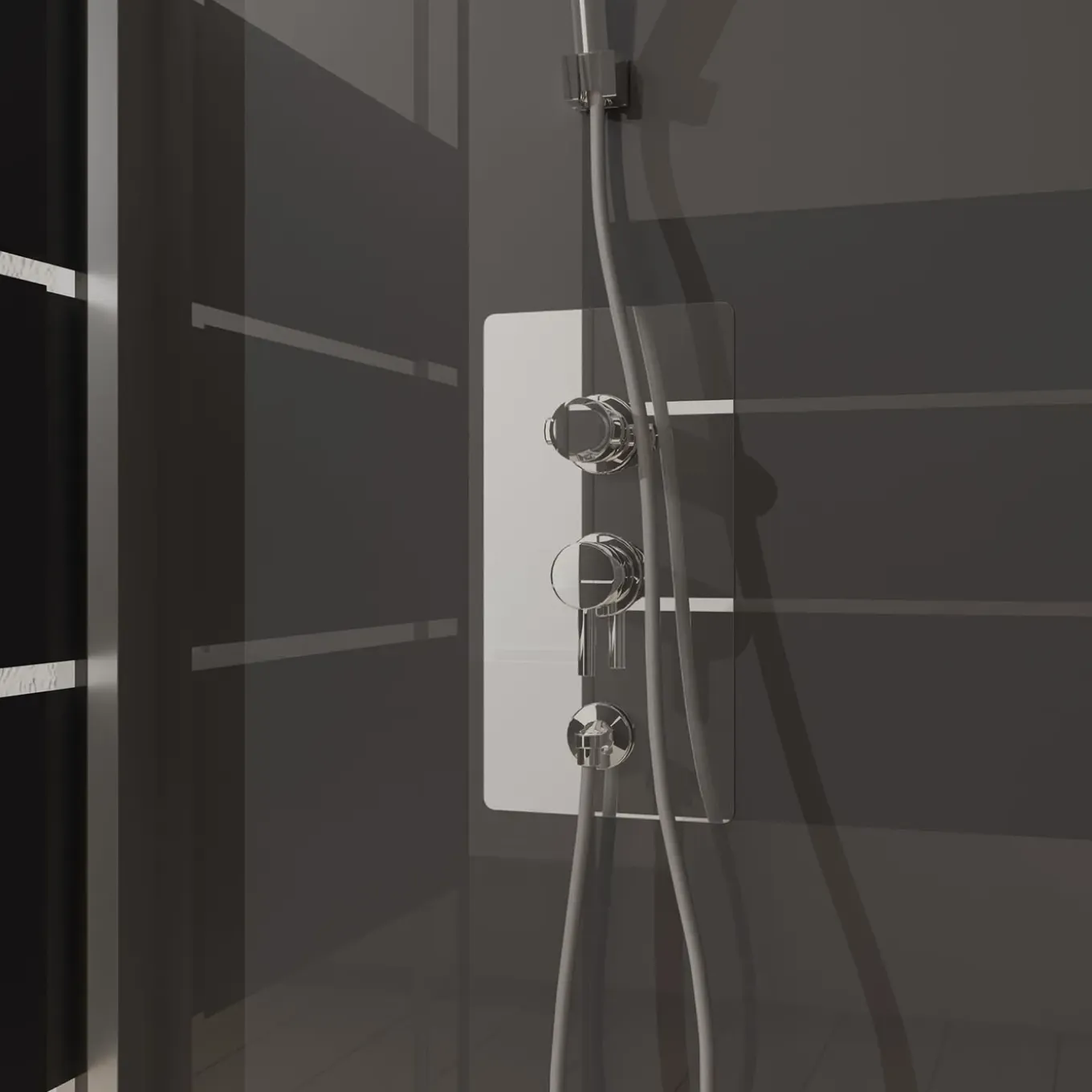 Aurlane - Douchecabine - Silvery Stripe - Grijs - 110x110x215cm
