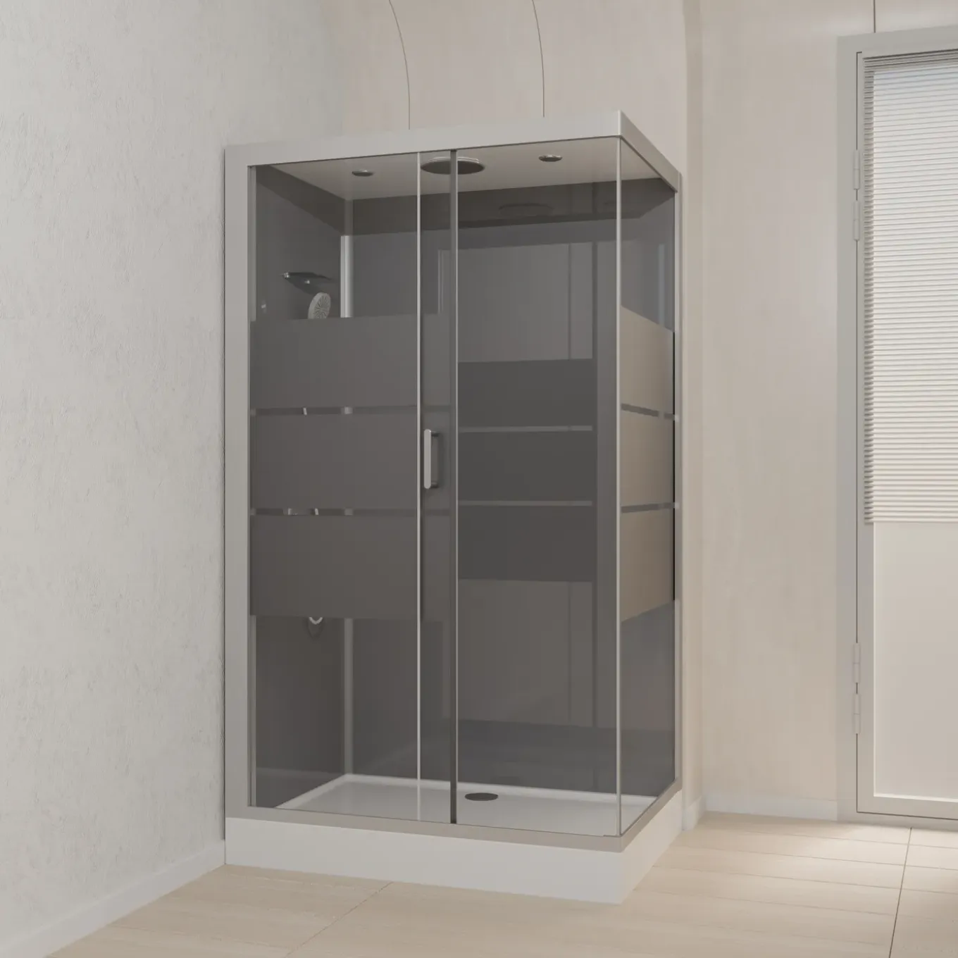 Aurlane - Douchecabine - Silvery Stripe - Grijs - 110x110x215cm