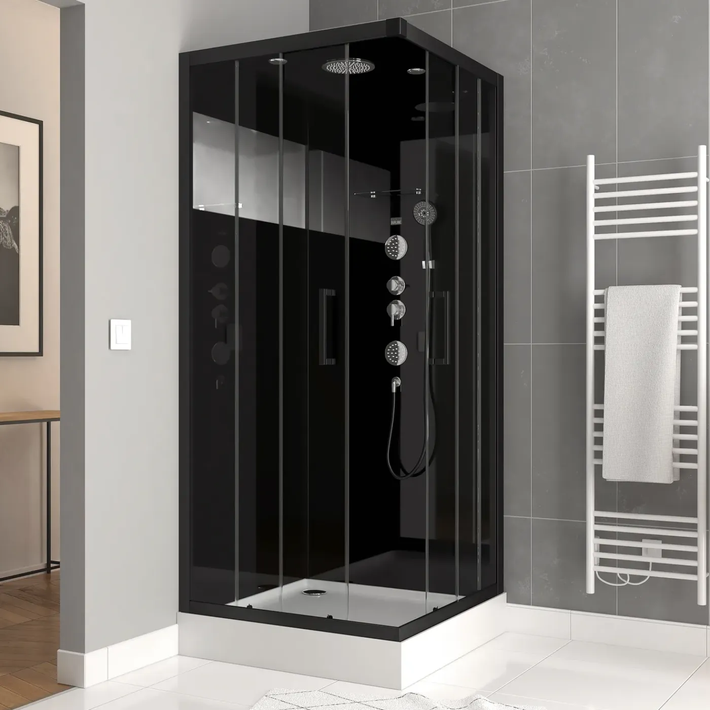 Aurlane - Douchecabine - Space - Zwart - 90x90x215cm