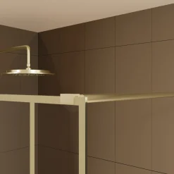 Aurlane Inloopdouche Art Deco Round 120x195cm - Goud Profiel - 5 mm Helder Glas