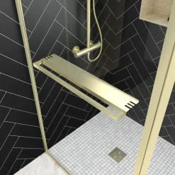 Aurlane Inloopdouche Edge 130x200cm - Goud Profiel - 6 mm Helder Glas