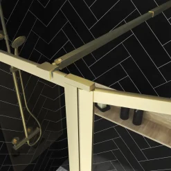 Aurlane Inloopdouche Edge 130x200cm - Goud Profiel - 6 mm Helder Glas