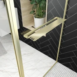 Aurlane Inloopdouche Edge 130x200cm - Goud Profiel - 6 mm Helder Glas