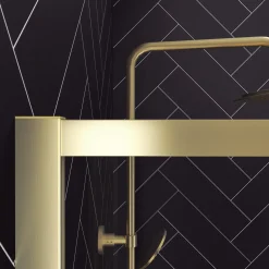 Aurlane Inloopdouche Edge 130x200cm - Goud Profiel - 6 mm Helder Glas
