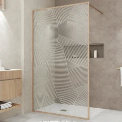 Aurlane Inloopdouche Japandi 120x200cm - Houtdecor Profiel - 6 mm Veiligheidsglas