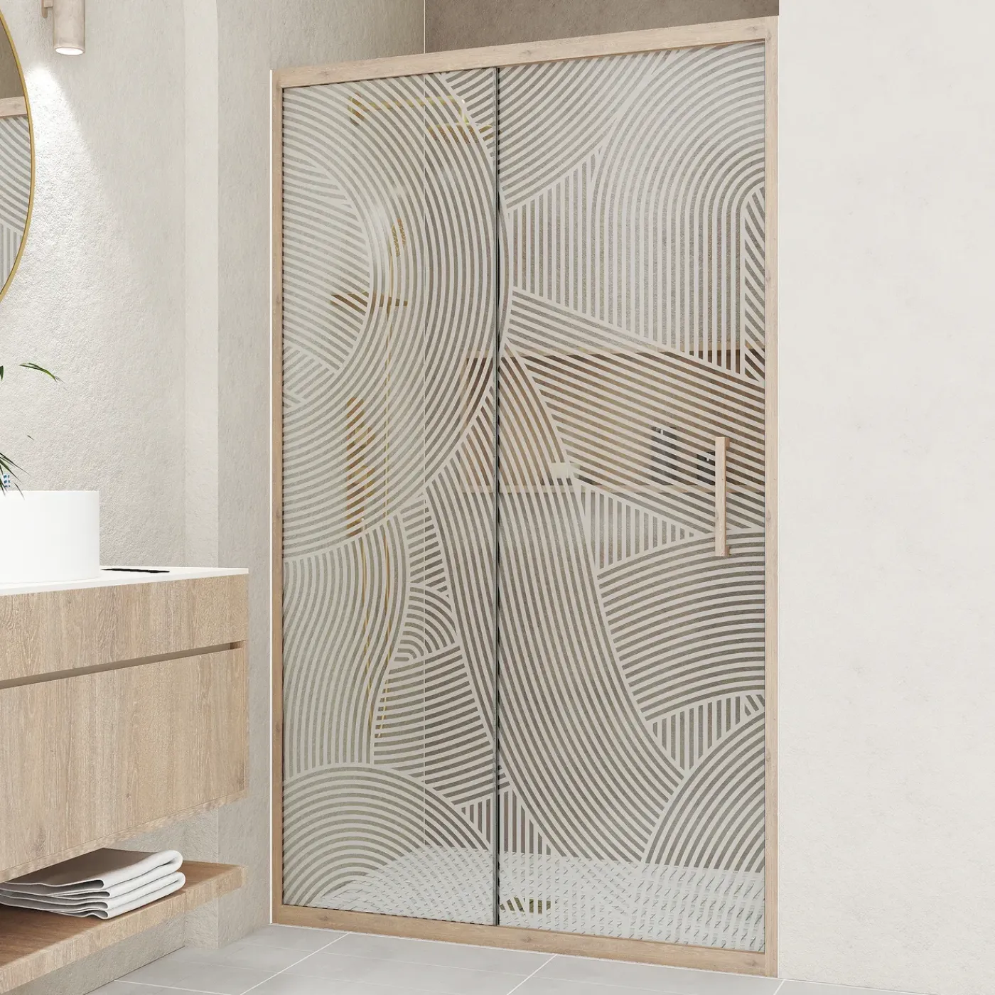 Aurlane Japandi - Douche Schuifdeur - 120x200 - Rond patroon