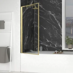 Aurlane Opklapbare Badwand 80x140cm - Geborsteld Gouden Afwerking - Golden Edge
