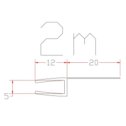Aurlane 4-vormige afdichtingstrip 200cm voor 5mm dik glas kunststof