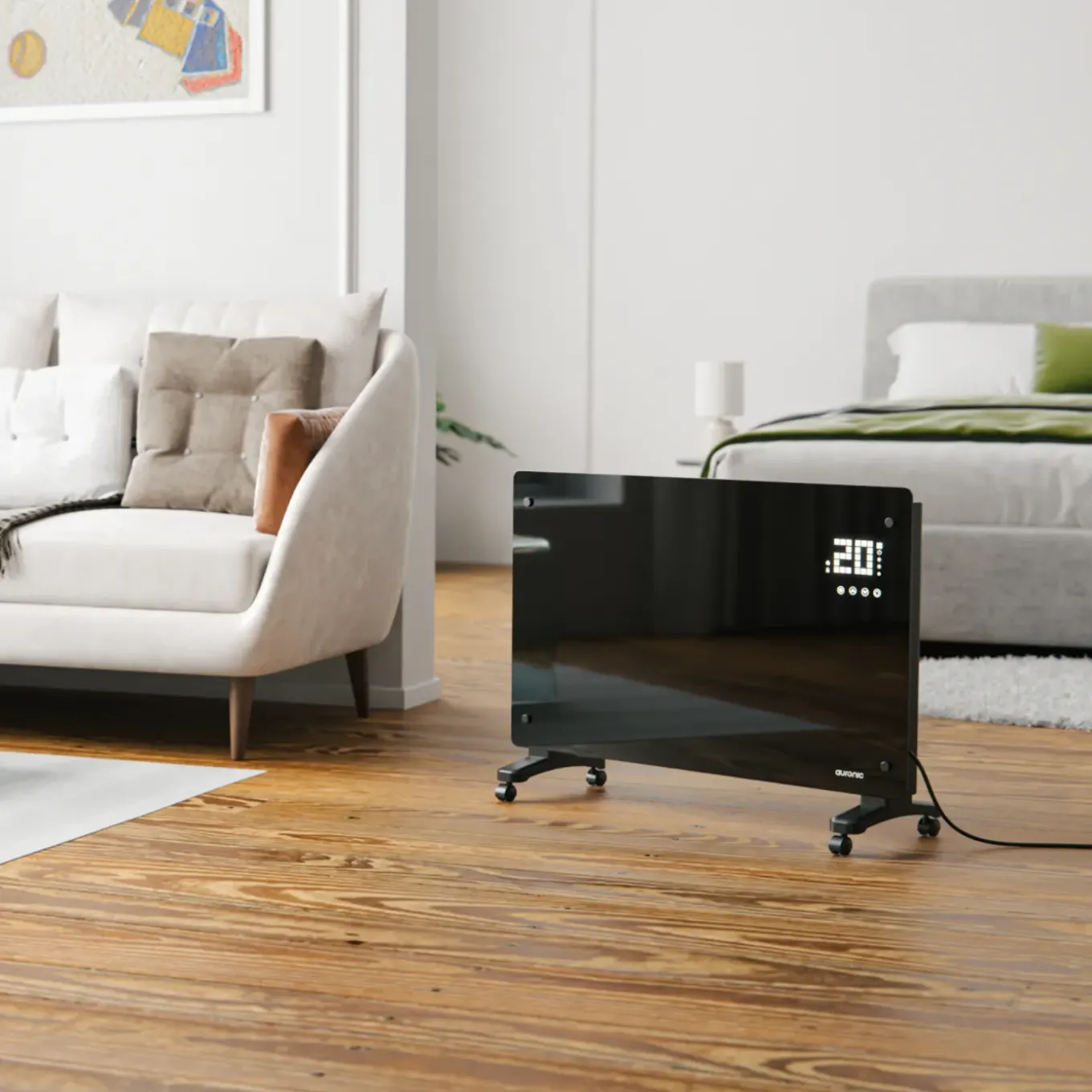 Auronic Elektrische Kachel – Met Thermostaat En Afstandsbediening - 2000w Heater - Zwart