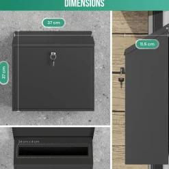 Avalo Brievenbus Zwart Rvs - Wandbrievenbus - Incl. Montagemateriaal & 2 Sleutels