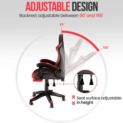 Avalo Gaming Stoel - Gamestoel - Ergonomische Bureaustoel Verstelbaar - Gaming Chair - Zwart/rood