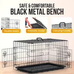 Avalo Hondenbench Xxl - Bench Voor Honden - Opvouwbare Kooi - 2 Deuren - 122x74x80 Cm