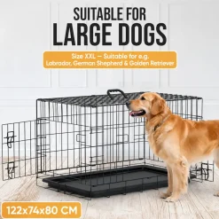 Avalo Hondenbench Xxl - Bench Voor Honden - Opvouwbare Kooi - 2 Deuren - 122x74x80 Cm