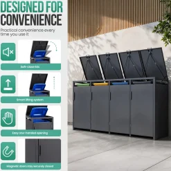 Avalo Kliko Ombouw 4 Vaks - Containerombouw Voor 4 Containers - Afvalcontainer Ombouw Metaal