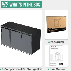 Avalo Kliko Ombouw 3 Vaks - Containerombouw Voor 3 Containers - Afvalcontainer Ombouw Metaal