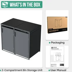 Avalo Kliko Ombouw 2 Vaks - Containerombouw Voor 2 Containers - Afvalcontainer Ombouw Dubbel Metaal