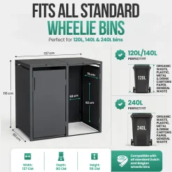 Avalo Kliko Ombouw 2 Vaks - Containerombouw Voor 2 Containers - Afvalcontainer Ombouw Dubbel Metaal