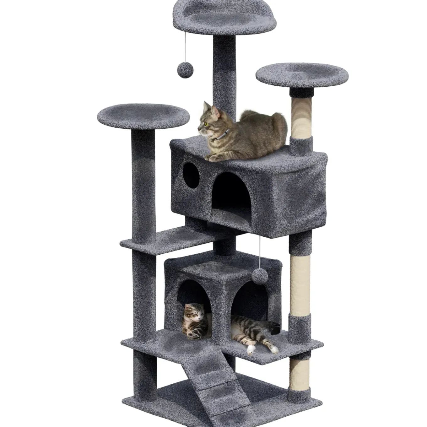 Avalo Krabpaal Voor Katten Met 7 Niveaus - 137x50x50 Cm - Donkergrijs - Krabpaal Voor Grote Katten