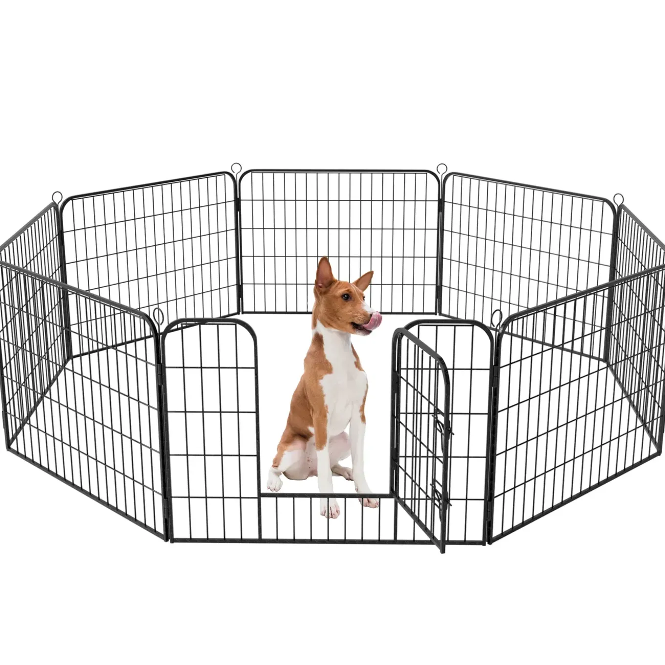 Avalo Puppyren Diam.210cm Opvouwbaar Zwart - 8 Panelen 80x60cm - Dierenren / Konijnenren / Hondenren