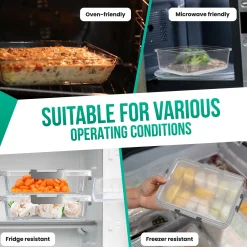 Avalo Vershoudbakjes Glas - Meal Prep Bakjes - Diepvriesbakjes - Met Deksel - 10 Delig 1060ml/370ml