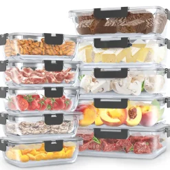 Avalo Vershoudbakjes Glas - Meal Prep Bakjes - Diepvriesbakjes - Met Deksel - 10 Delig 1060ml/370ml