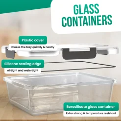 Avalo Vershoudbakjes Glas - Meal Prep Bakjes - Diepvriesbakjes - Met Deksel - 10 Delig 1060ml/370ml