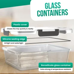 Avalo Vershoudbakjes Glas - Meal Prep Bakjes - Diepvriesbakjes - Met Deksel - 5 Delig 1060ml