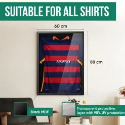Avalo Wissellijst Voetbalshirt - 3d Box Frame - 60x80cm - Zwart - Shirt Inlijsten - Diepe Fotolijst
