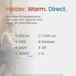 Avide Halogeen Insteeklamp G9 - 42w 630lm 3000k - Warm Wit Licht - Dimbaar - 5 Stuks