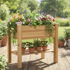 AXI Ari Kweektafel - Hout - Verhoogde Plantenbak Met Opbergplank