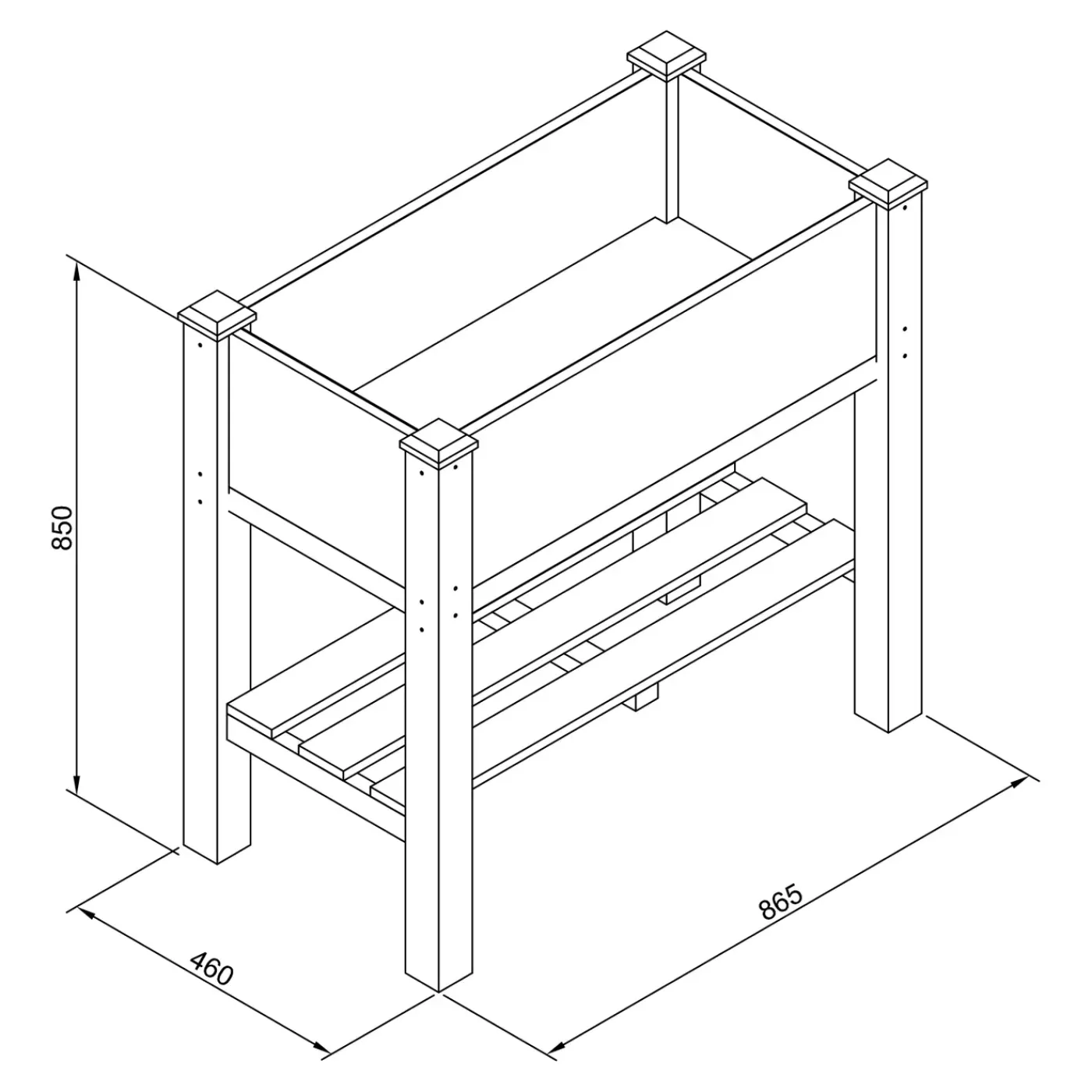AXI Ari Kweektafel - Hout - Verhoogde Plantenbak Met Opbergplank