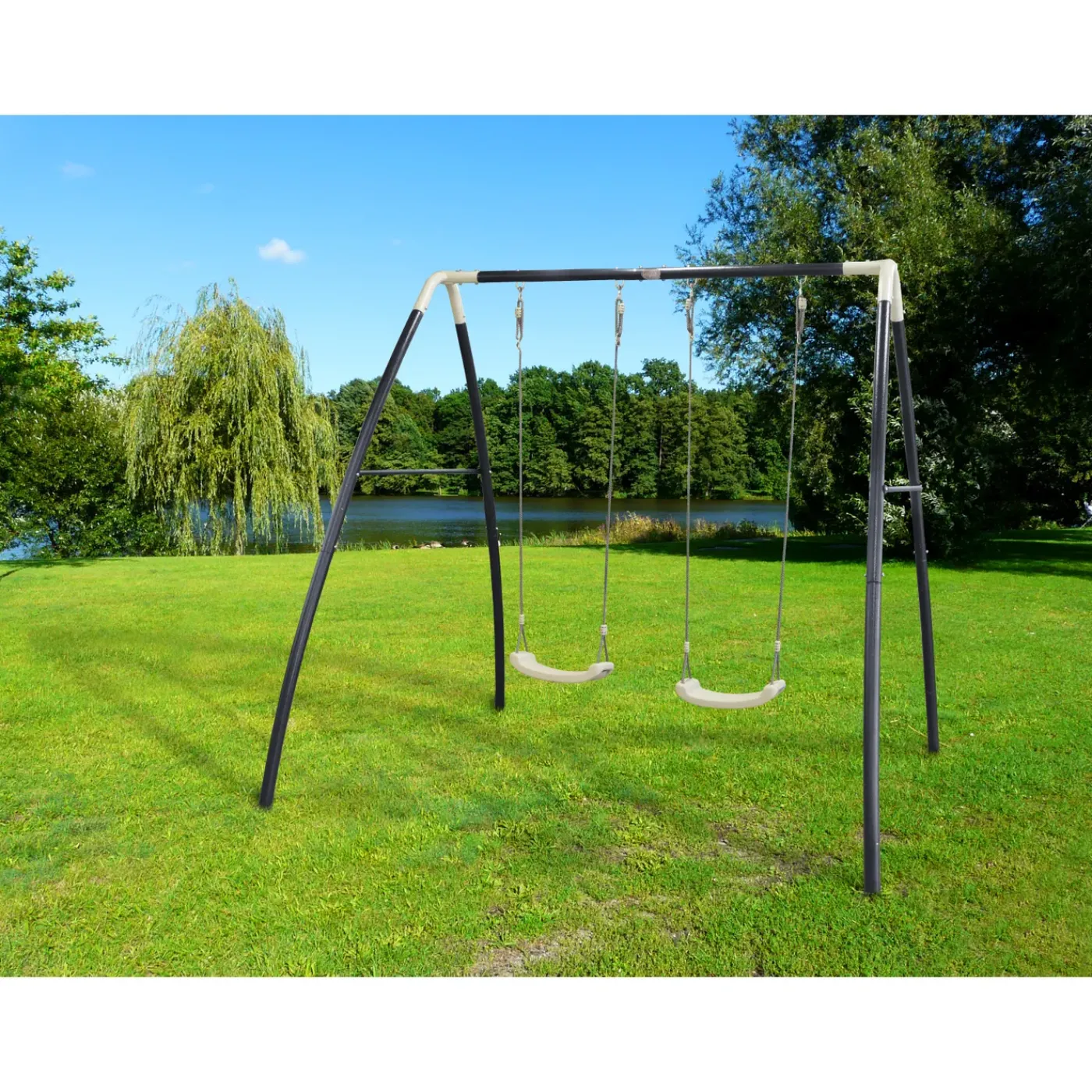AXI Dubbele Schommel 210x210x217 Cm Metaal Grijs