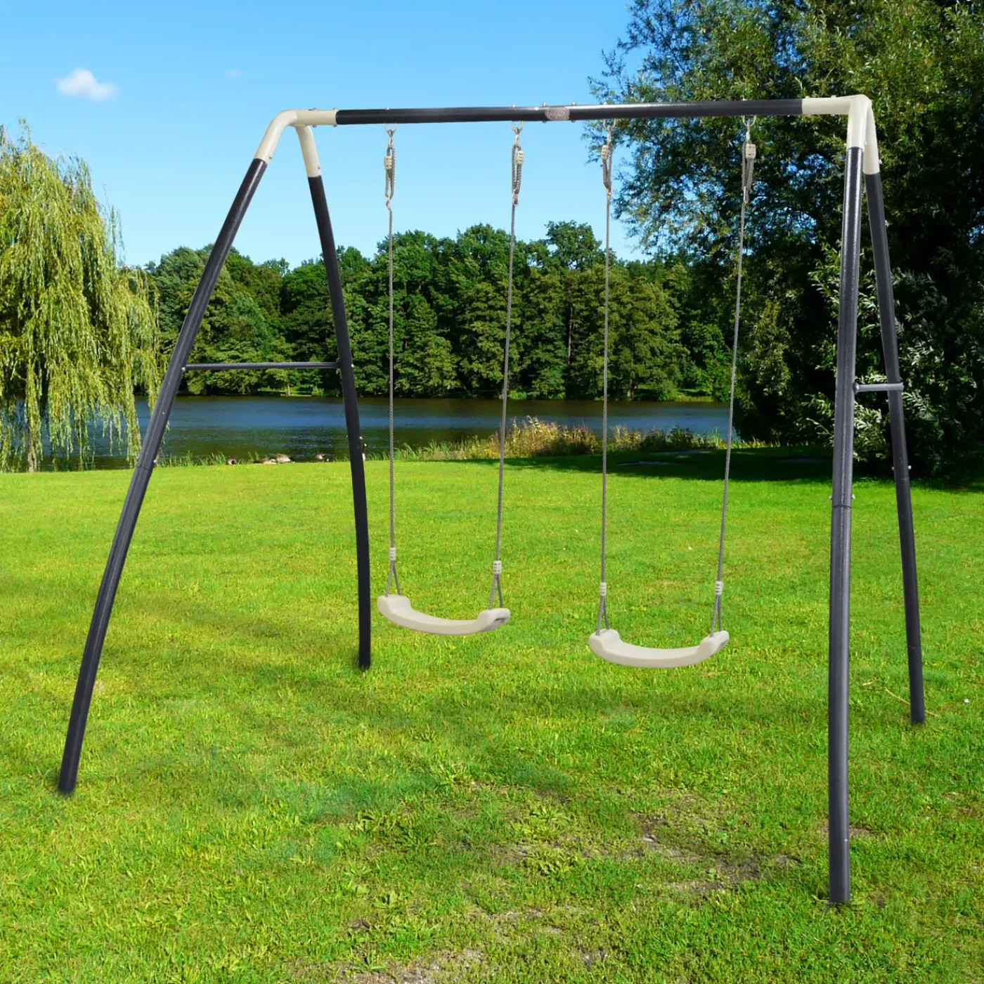 AXI Dubbele Schommel 210x210x217 Cm Metaal Grijs