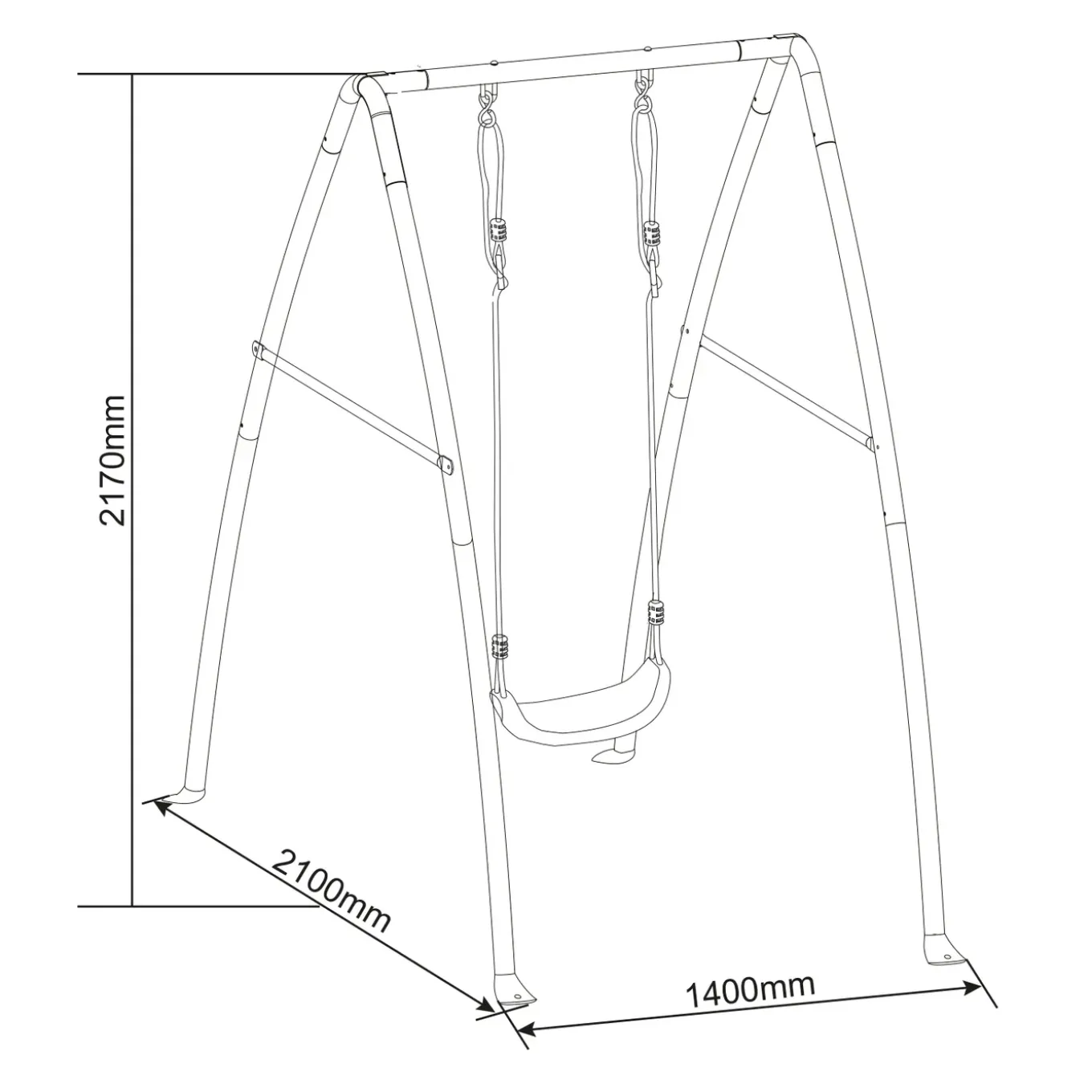 Axi Enkele Schommel 210x140x217cm Metaal Grijs