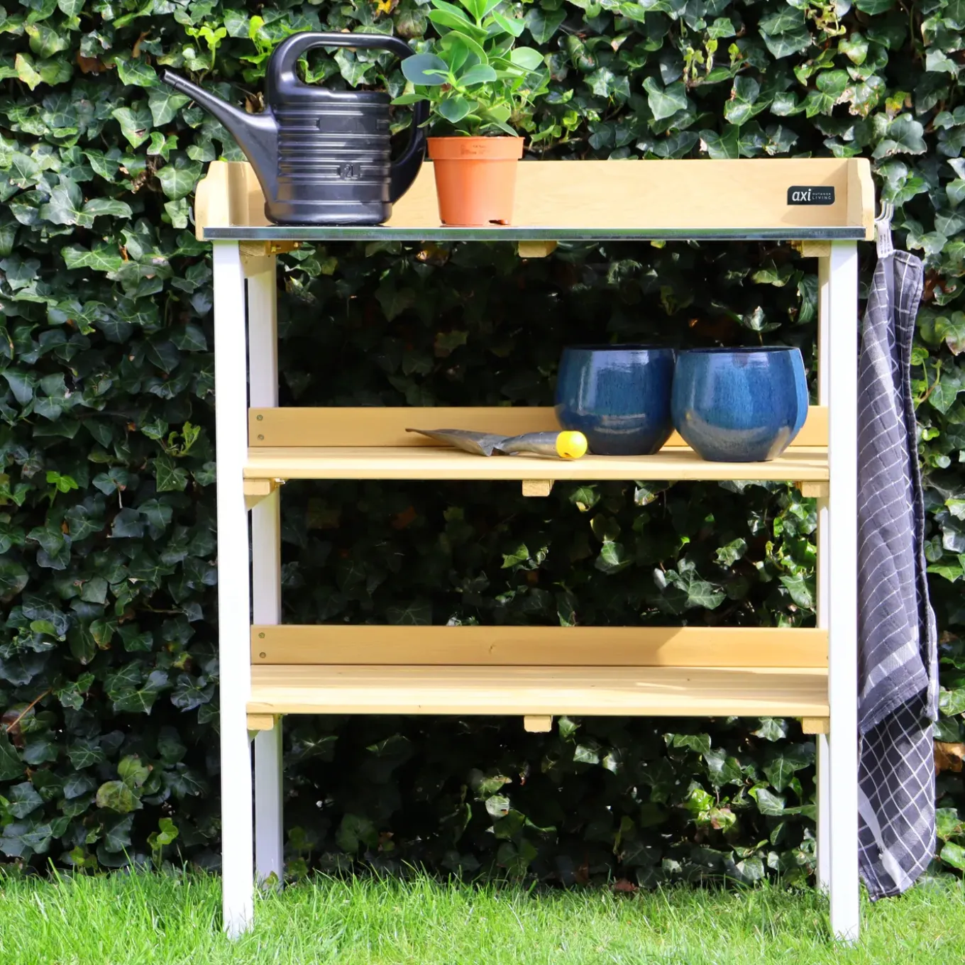 Axi Oppottafel 76x37x91cm Met Opbergplanken Hout Bruin/wit