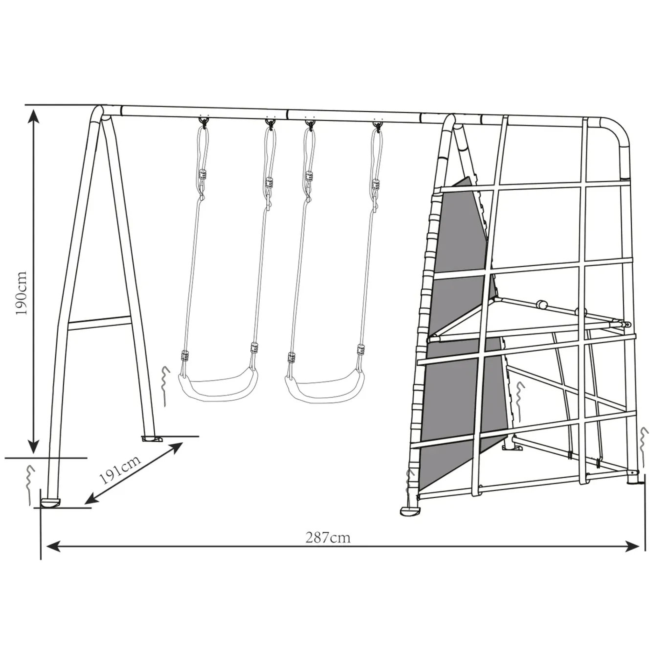 Axi Schommel Set 287x191x190 Cm Met Frame Van Metaal Grijs