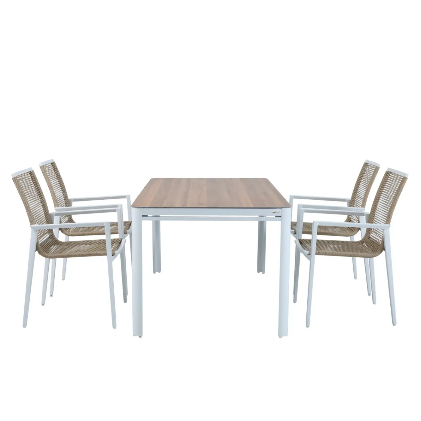 AXI Zora Tuinset Met 4 Stoelen In Wit & Hout Look