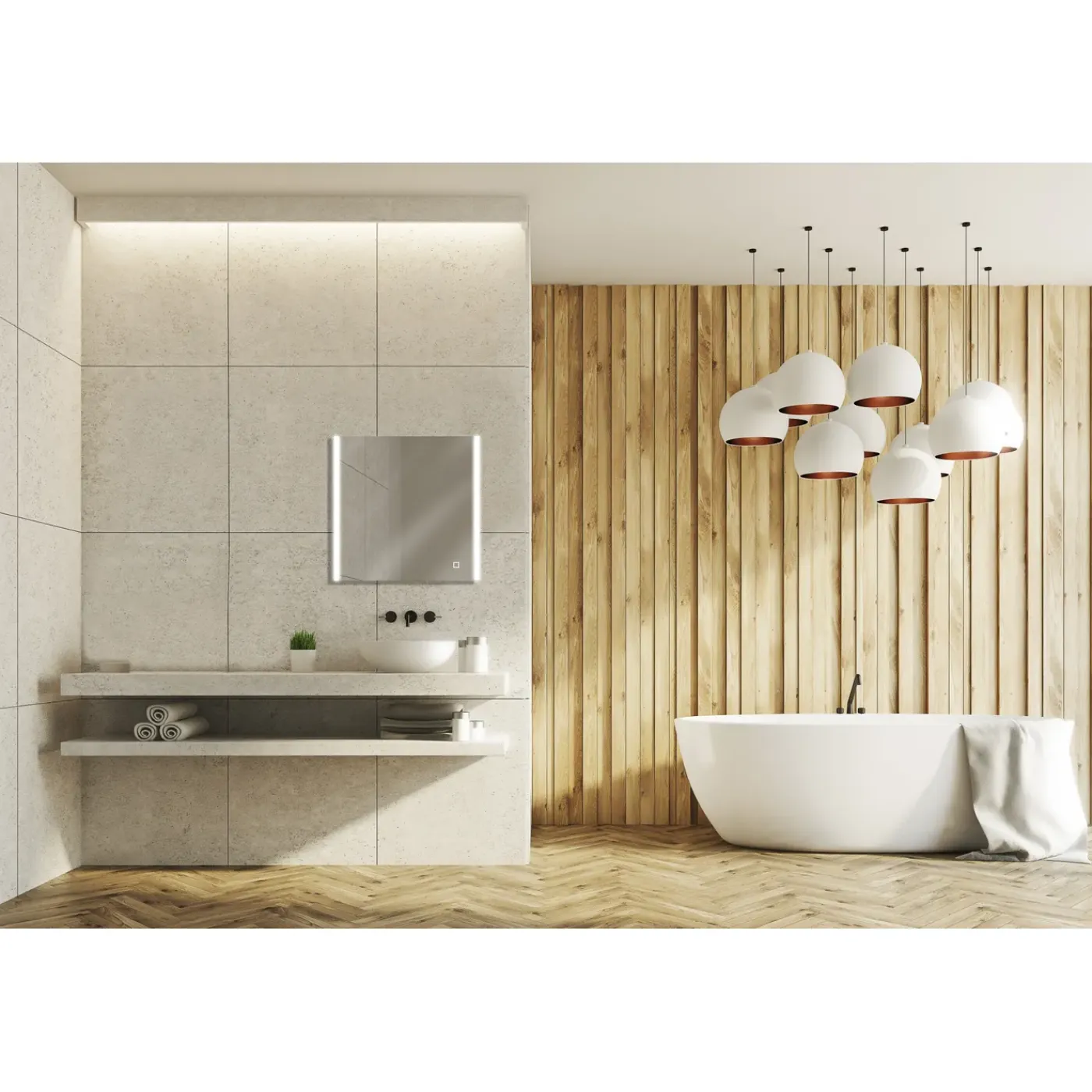 Overig Badkamerspiegel met Verlichting Grant - Vierkant - 60x60 cm