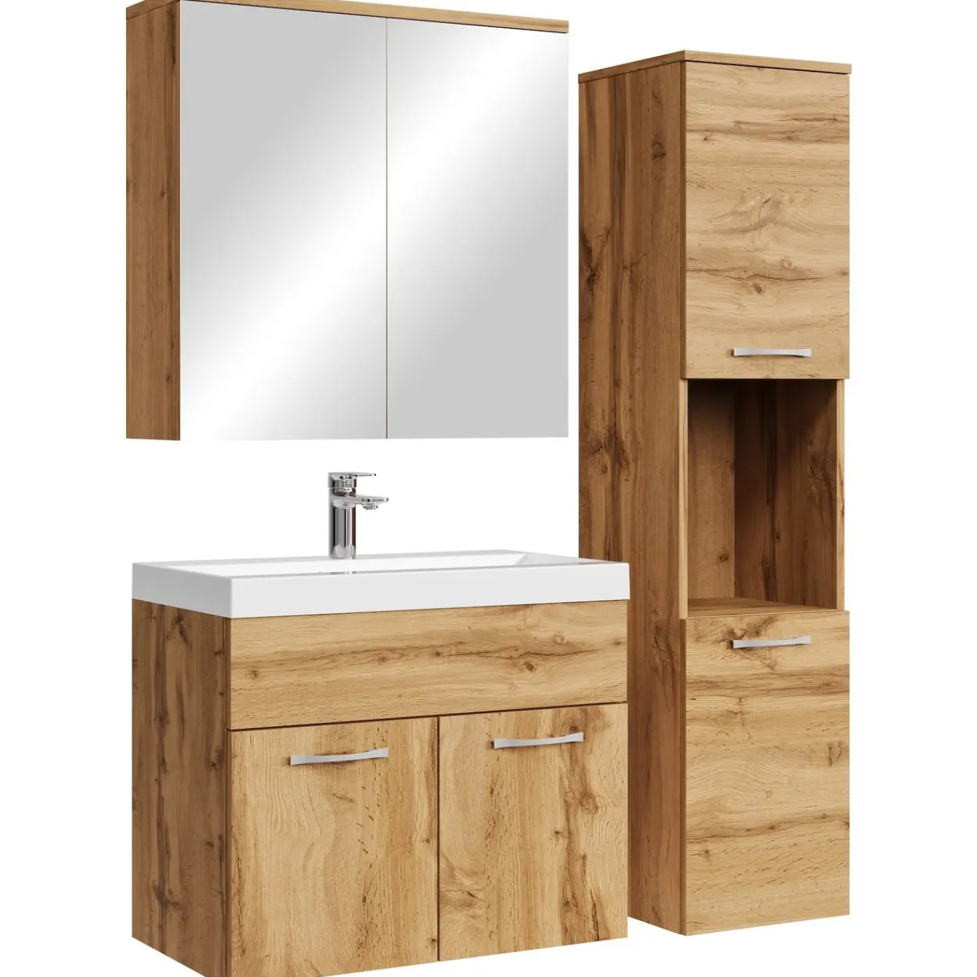 Badplaats Badkamermeubel Montreal 60cm Complete Set Met Spiegelkast - Eiken