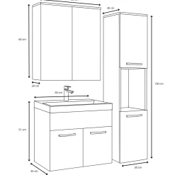 Badplaats Badkamermeubel Montreal 60cm Complete Set Met Spiegelkast - Eiken