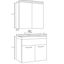 Badplaats Badkamermeubel Montreal 60cm Met Spiegelkast - Kastanje Eiken