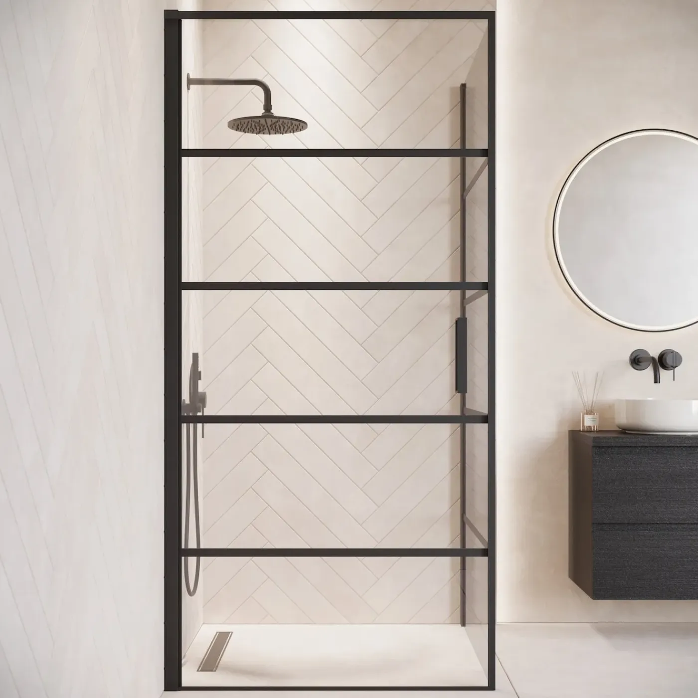 Badplaats Douchecabine Alava 90 X 90 X 190 Cm - Zwart - Met Strepen - Nano Coating