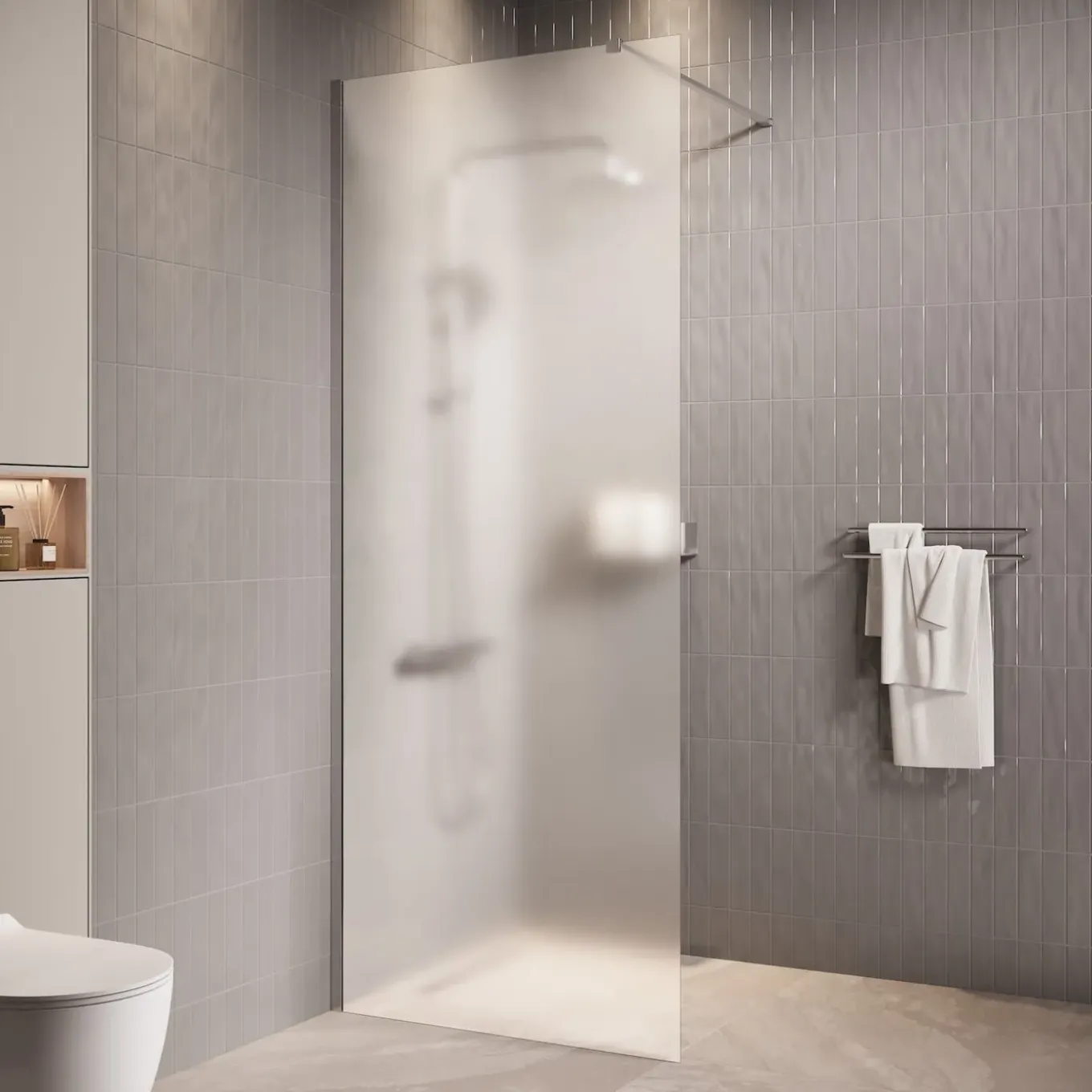 Badplaats Douchewand Florida 80 X 200 Cm - Chroom - Melkglas - Inloopdouche 8mm